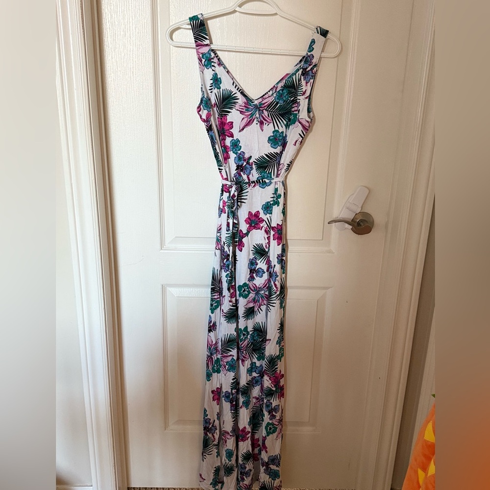 Floral Maternity Maxi Dress with Belt